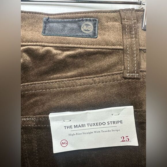 Adriano Goldschmied Mari Tuxedo Stripe Straight Brown Black Pants Women's 25 NWT - Picture 6 of 12